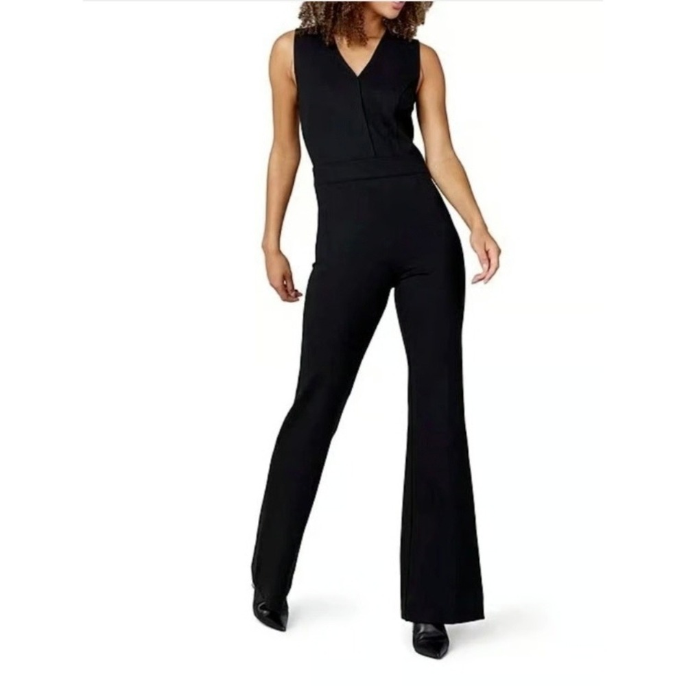 NWT Spanx The Perfect Sleeveless Jumpsuit black Wide Leg Ponte 20383Q Petite XL‎